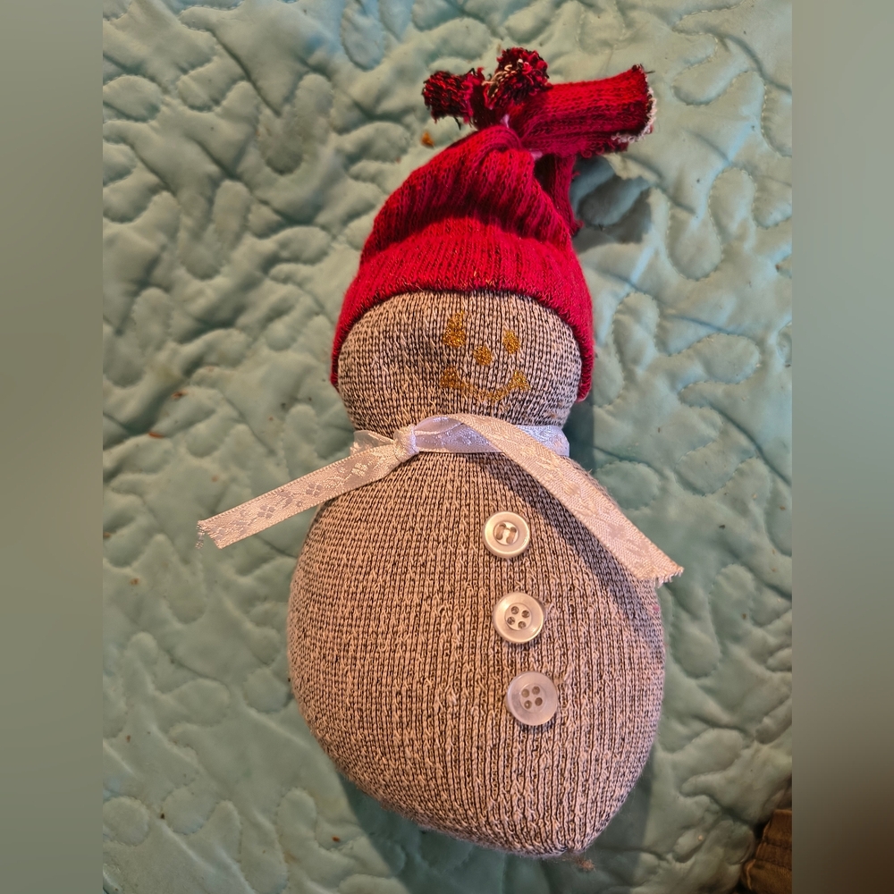 Handmade Snowman Decor with Red Hat